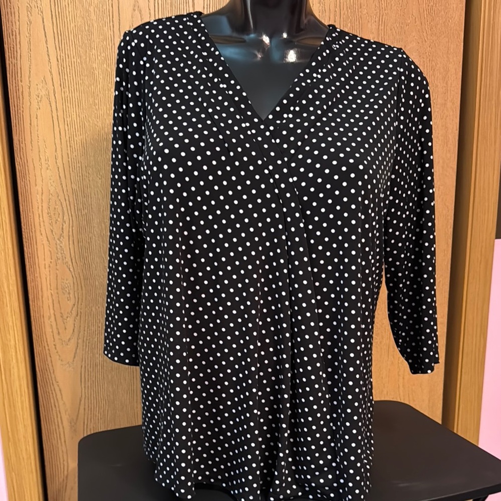 Lane Bryant Black top with white polka dots